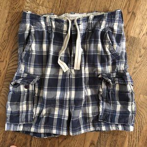 Abercrombie Blue and White Checkered Cargo Shorts